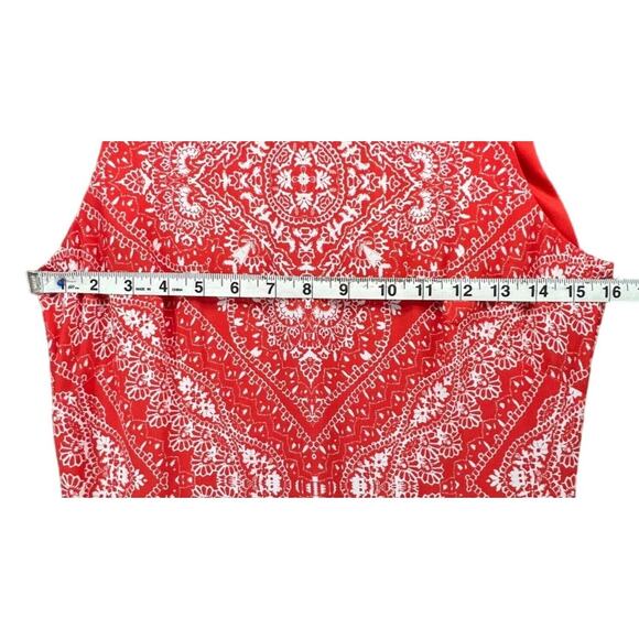 Eliza J Maxi Dress 4 Red Geo Bandana Print Sleeveless Stretch Jersey Feminine - Picture 8 of 15